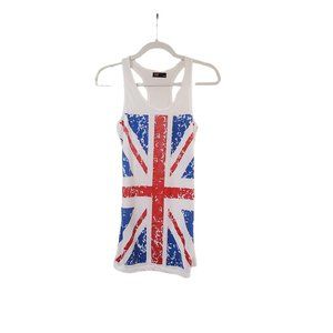 UK Women's White UK Flag Tank Top Sz M/L